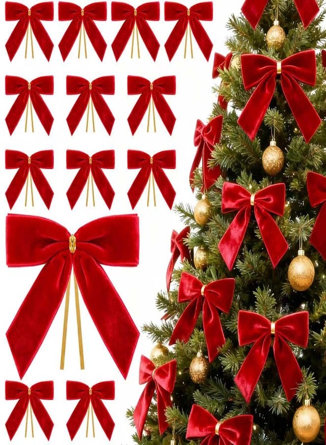 REDWORD 30PCs Red Bows for Christmas Tree, 3.5 x 3.5 Inch Red Velvet Bows Vintage Xmas Velvet Ribbon Bow Holiday Ornaments for Christmas Decoration Holiday Decor, Gift Wrapping and Wedding - Image 1